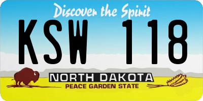 ND license plate KSW118