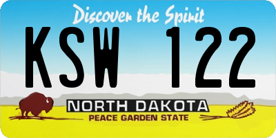 ND license plate KSW122