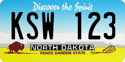 ND license plate KSW123