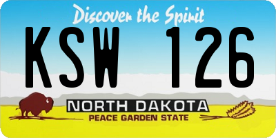 ND license plate KSW126
