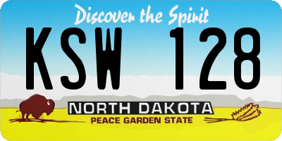 ND license plate KSW128