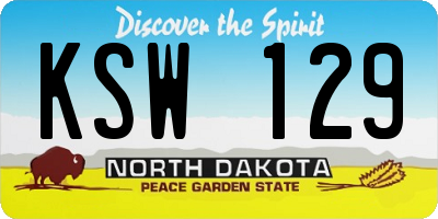 ND license plate KSW129
