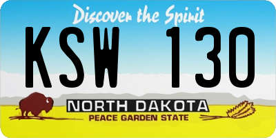 ND license plate KSW130