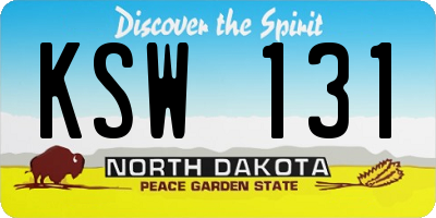 ND license plate KSW131
