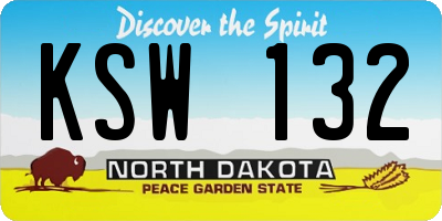 ND license plate KSW132
