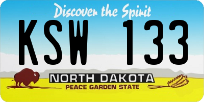 ND license plate KSW133