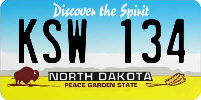 ND license plate KSW134