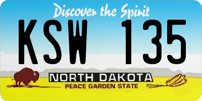 ND license plate KSW135