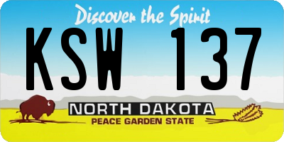 ND license plate KSW137