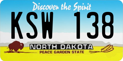 ND license plate KSW138