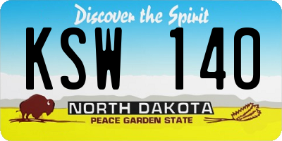ND license plate KSW140