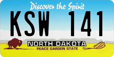 ND license plate KSW141
