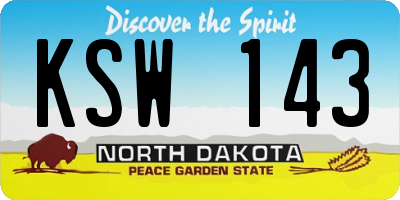 ND license plate KSW143