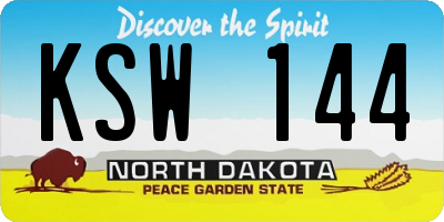 ND license plate KSW144