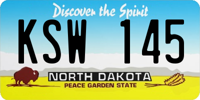 ND license plate KSW145