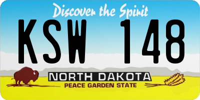 ND license plate KSW148