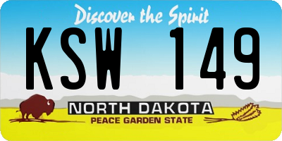 ND license plate KSW149