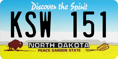 ND license plate KSW151