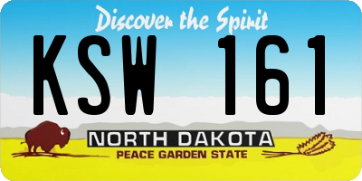 ND license plate KSW161