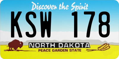 ND license plate KSW178