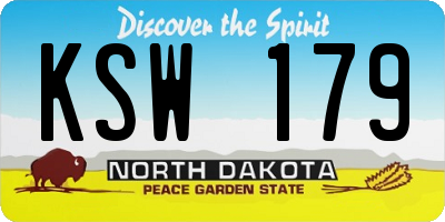 ND license plate KSW179