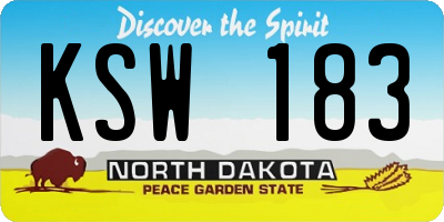 ND license plate KSW183