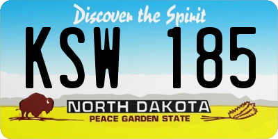 ND license plate KSW185
