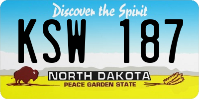 ND license plate KSW187