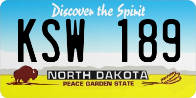 ND license plate KSW189