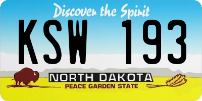 ND license plate KSW193