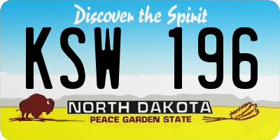 ND license plate KSW196