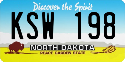 ND license plate KSW198