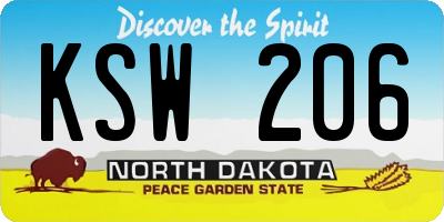ND license plate KSW206