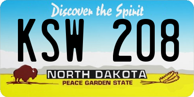 ND license plate KSW208