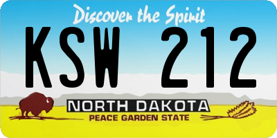ND license plate KSW212