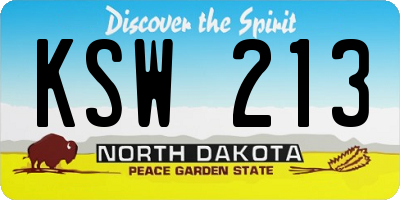 ND license plate KSW213