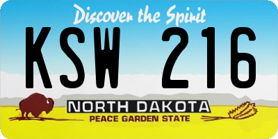 ND license plate KSW216