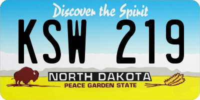 ND license plate KSW219