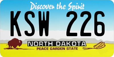 ND license plate KSW226