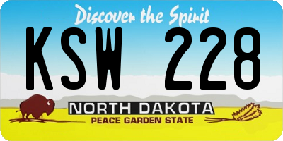 ND license plate KSW228