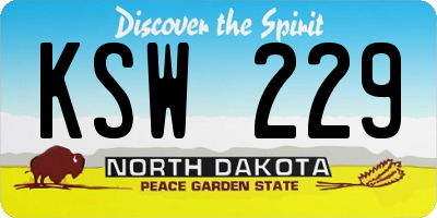 ND license plate KSW229