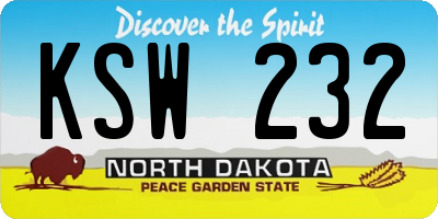 ND license plate KSW232