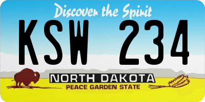 ND license plate KSW234