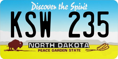 ND license plate KSW235