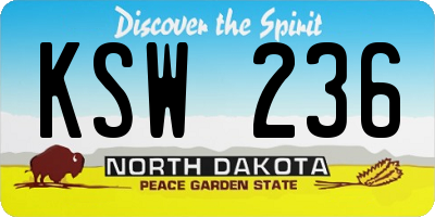 ND license plate KSW236