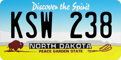 ND license plate KSW238