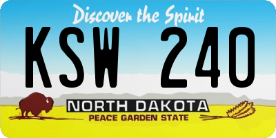 ND license plate KSW240