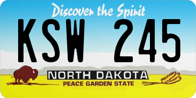 ND license plate KSW245