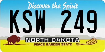 ND license plate KSW249