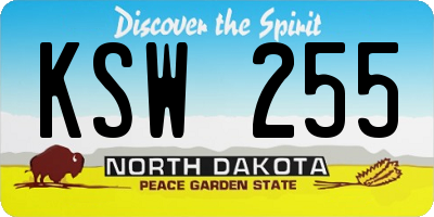 ND license plate KSW255